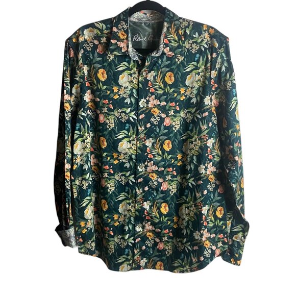 Robert Graham Size L Gatlin Long Sleeve Woven Button Down Shirt Floral Classic - Picture 3 of 10